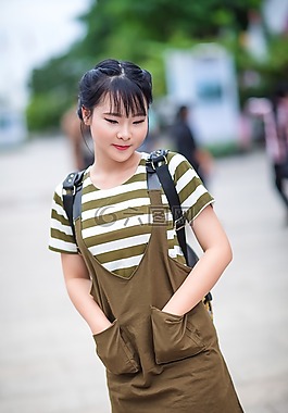 女孩,时尚,户外