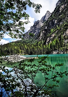 湖braies,周末,背景