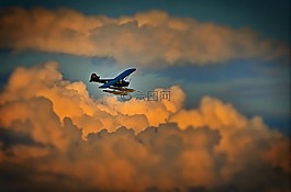 水上飞机,云,天空