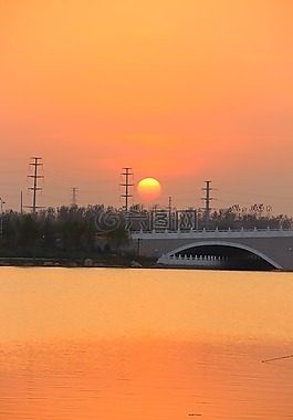 夕阳,阳谷县,金水湖公园