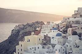 日落,圣托里尼,希腊