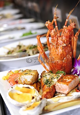 朋友,海鲜,龙虾