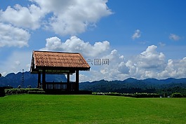 蓝色的天空,生动的天空,绿草
