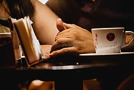 爱,手,咖啡