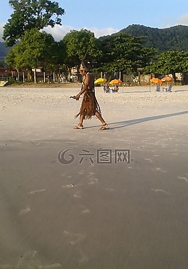 印度,海滩,行走