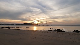 日落,海滩,koh 通讯