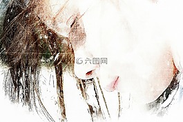 绘图,女孩,手表