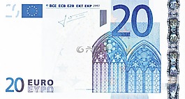 美元的钞票,20 欧元,钱