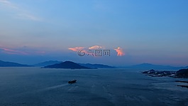 晚霞,天空,海边