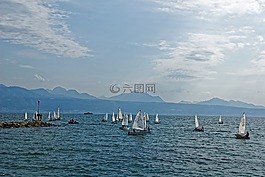 帆,引导,小艇