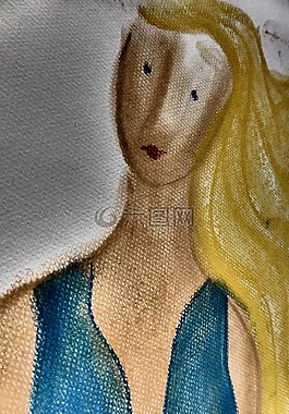 女子,绘图,粉笔画