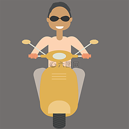 illustrator,男孩,滑板车