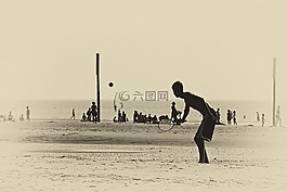 海滩,沙滩,球游戏