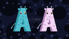 卡通,长颈鹿,男孩