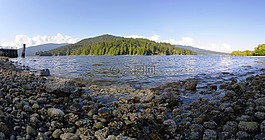 湖泊,水,岩
