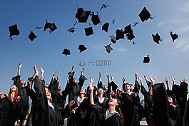大学生,毕业照,扔帽子