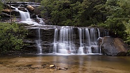 大瀑布,山,森林