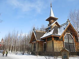 建筑,蓝天,雪地