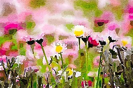 鲜花,水彩,盛开