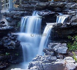 风景,瀑布,慢门