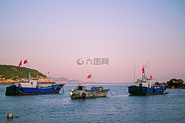 海岛,船,黄昏