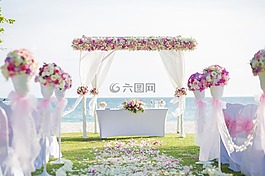 花牌坊,海滩婚礼,的婚礼