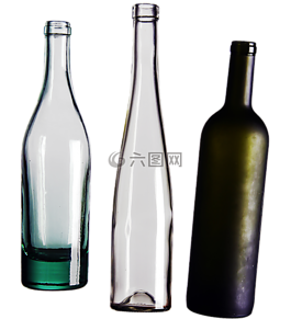 葡萄酒瓶的、透明的,孤立,透明