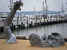 溺水,男子,雕塑
