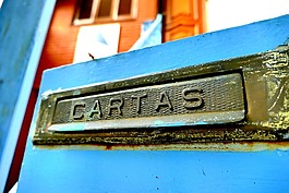 cartas,邮筒,蓝色