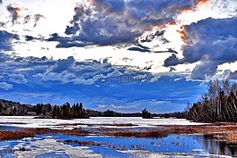 日落,晚上,解冻