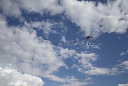 跳伞,穿跳伞跳伞员,天空