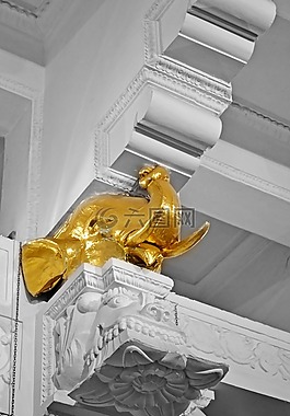 金象,黄金镀金的雕像,雕像