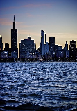 芝加哥,天际线,湖