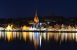 夜间照片,城市,端口