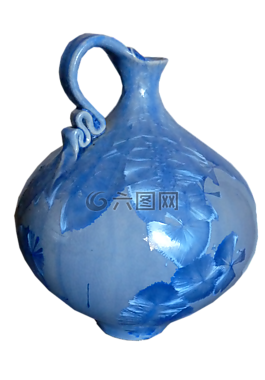 陶壶,蓝色,釉