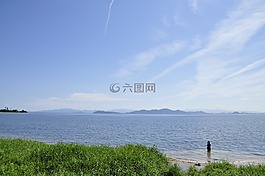 琵琶湖,日本琵琶湖在滋贺县站,在 9 月的琵琶湖