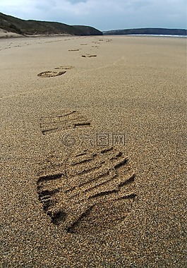 脚印,沙,轨道