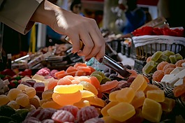 市场上,食品,含糖
