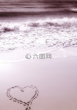 背景,海滩,心