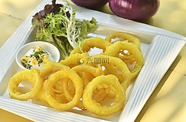 鱿鱼圈,油煎,油炸