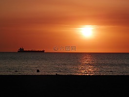 海滩,日落,圣玛尔塔