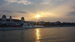 日落,kurhaus,假期