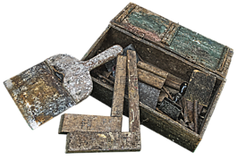 木头角,铲,工具盒