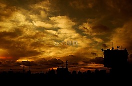 行业,日落,城市