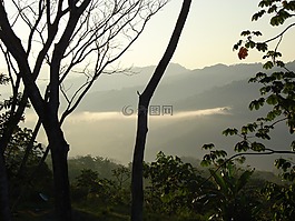 哥斯达黎加,山景,日出