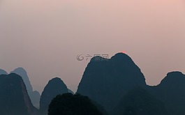 落日,夜色,唯美