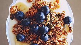 燕麦,早餐,蓝莓