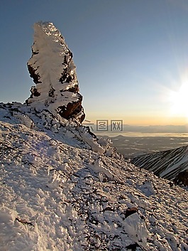火山,山,顶