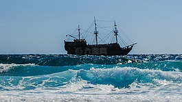 海盗船,战舰,波