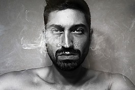肖像,男子,撕